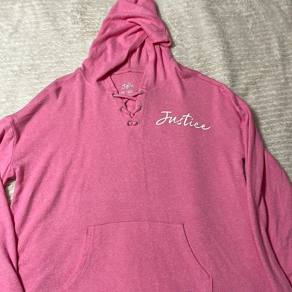 Thin Justice pink hoodie